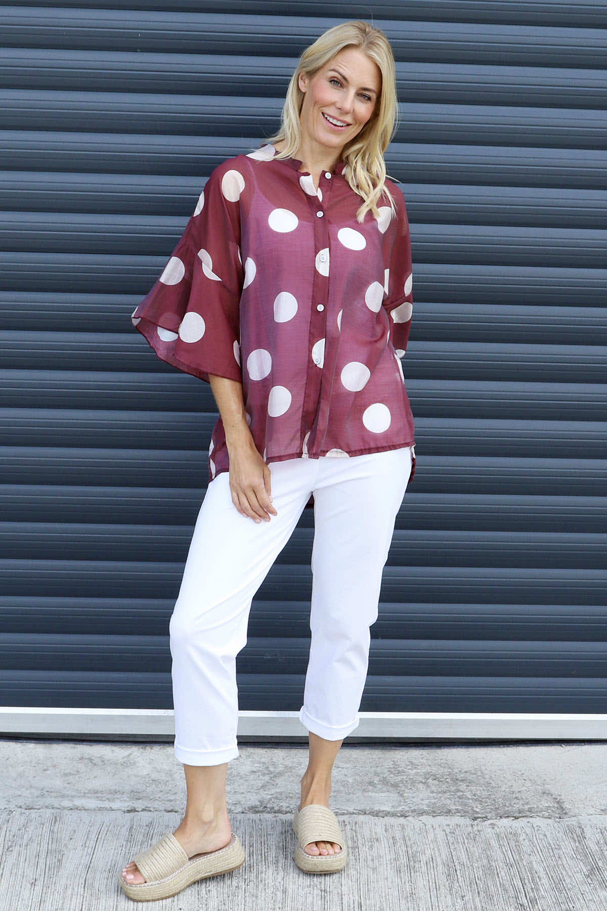 Cordelia Spot Print Shirt Wine