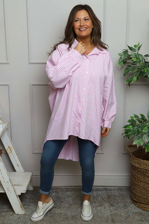 Christina Stripe Shirt Pink - Image 2
