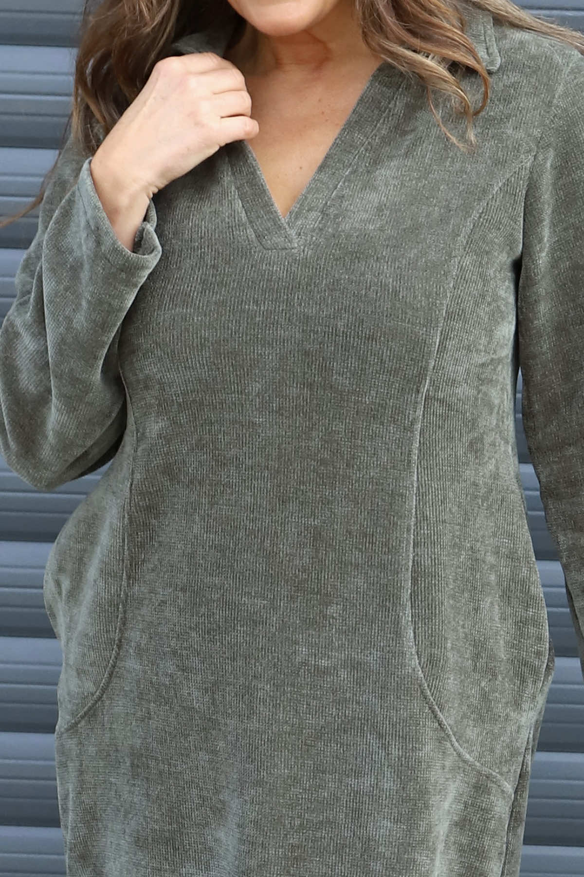 Irina Cord Collared Tunic Khaki