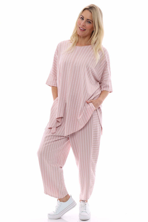 Ginny Stripe Cotton Trousers Pink - Image 3