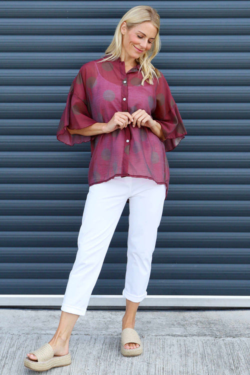 Cordelia Spot Print Shirt Burgundy