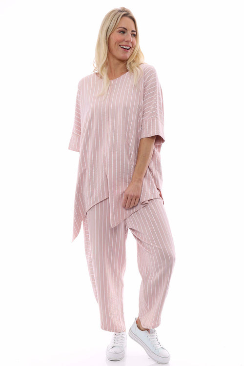 Corinne Stripe Cotton Top Pink - Image 3