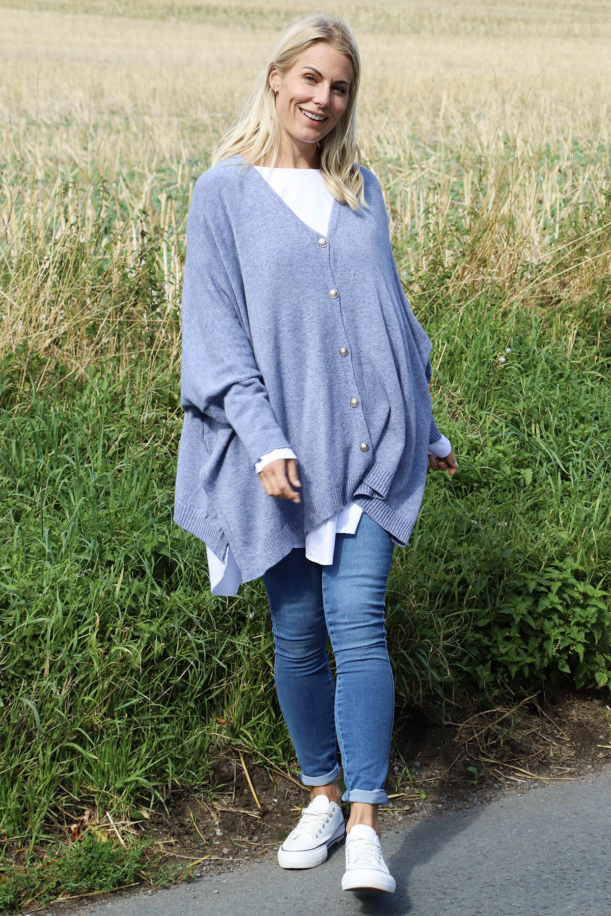 Hattie Knitted Cardigan Blue