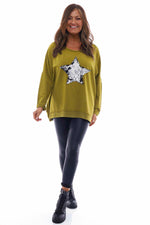 Selsey Sequin Star Cotton Top Moss Moss - Selsey Sequin Star Cotton Top Moss