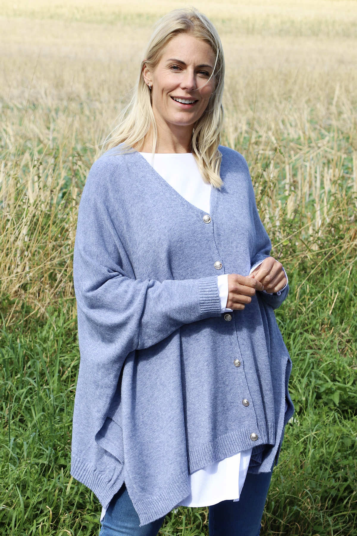 Hattie Knitted Cardigan Blue