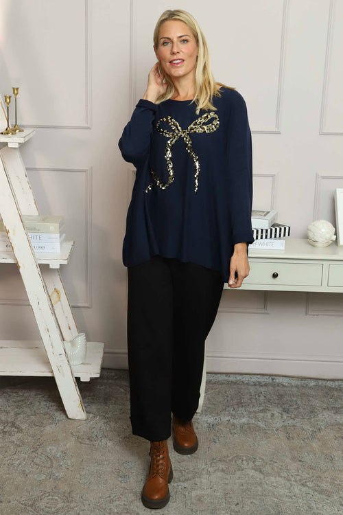Lillian Bow Jumper Navy - Image 3