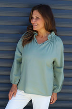 Charmaine Linen Top Khaki Khaki - Charmaine Linen Top Khaki