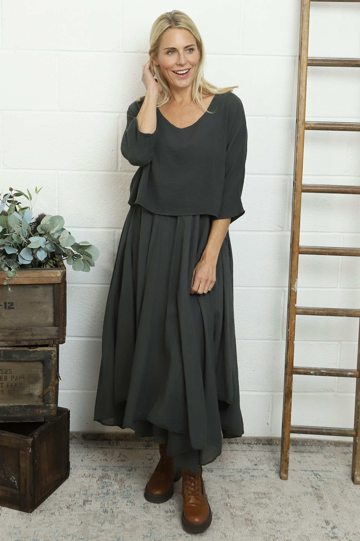 Danisha Cotton Dress Co-Ord Mid Grey