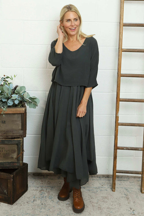 Danisha Cotton Dress Co-Ord Mid Grey - Image 2