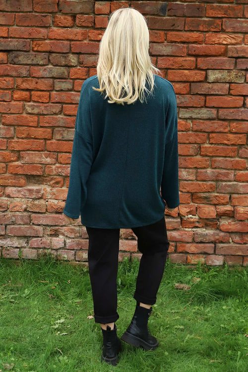 Tarka Cowl Neck Top Teal - Image 4