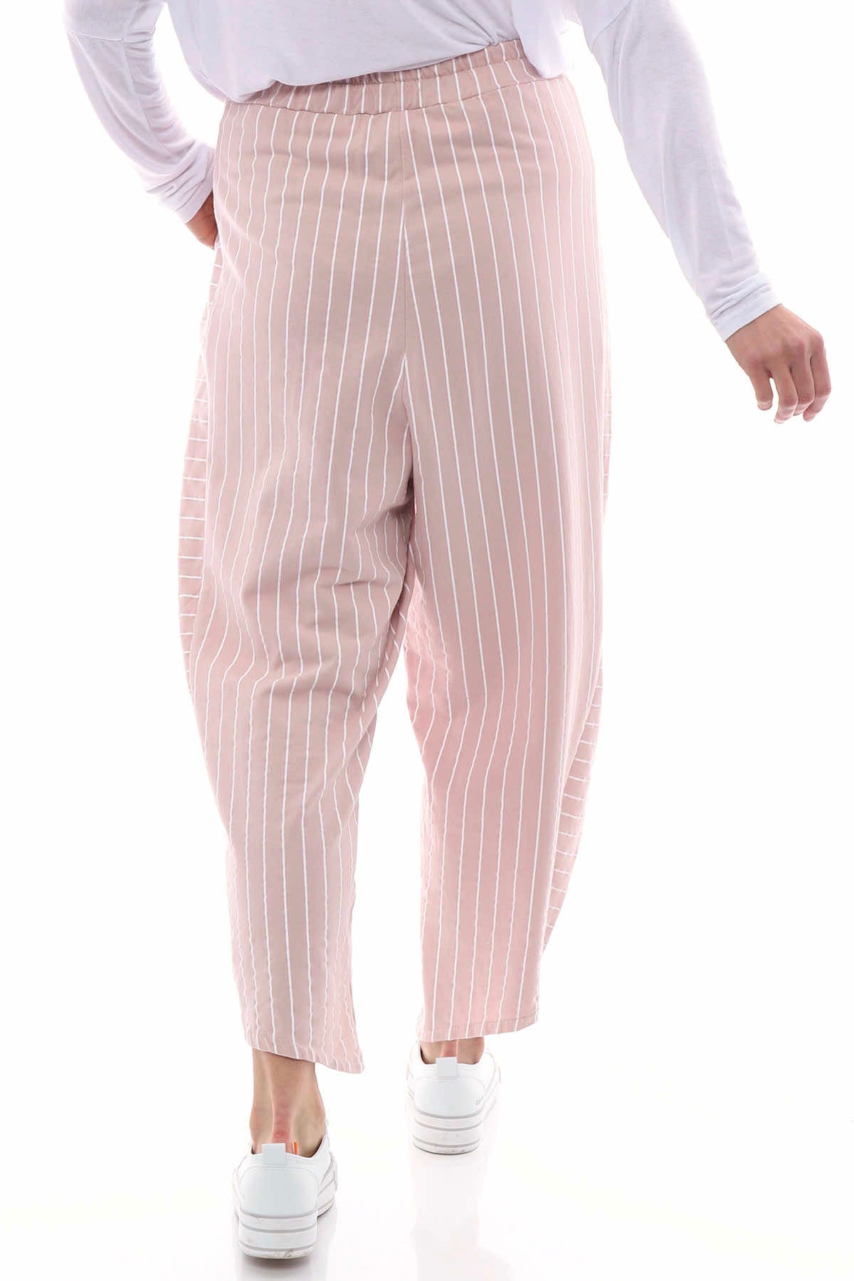 Ginny Stripe Cotton Trousers Pink