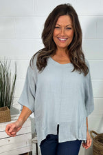 Isolde Linen Top Grey Grey - Isolde Linen Top Grey