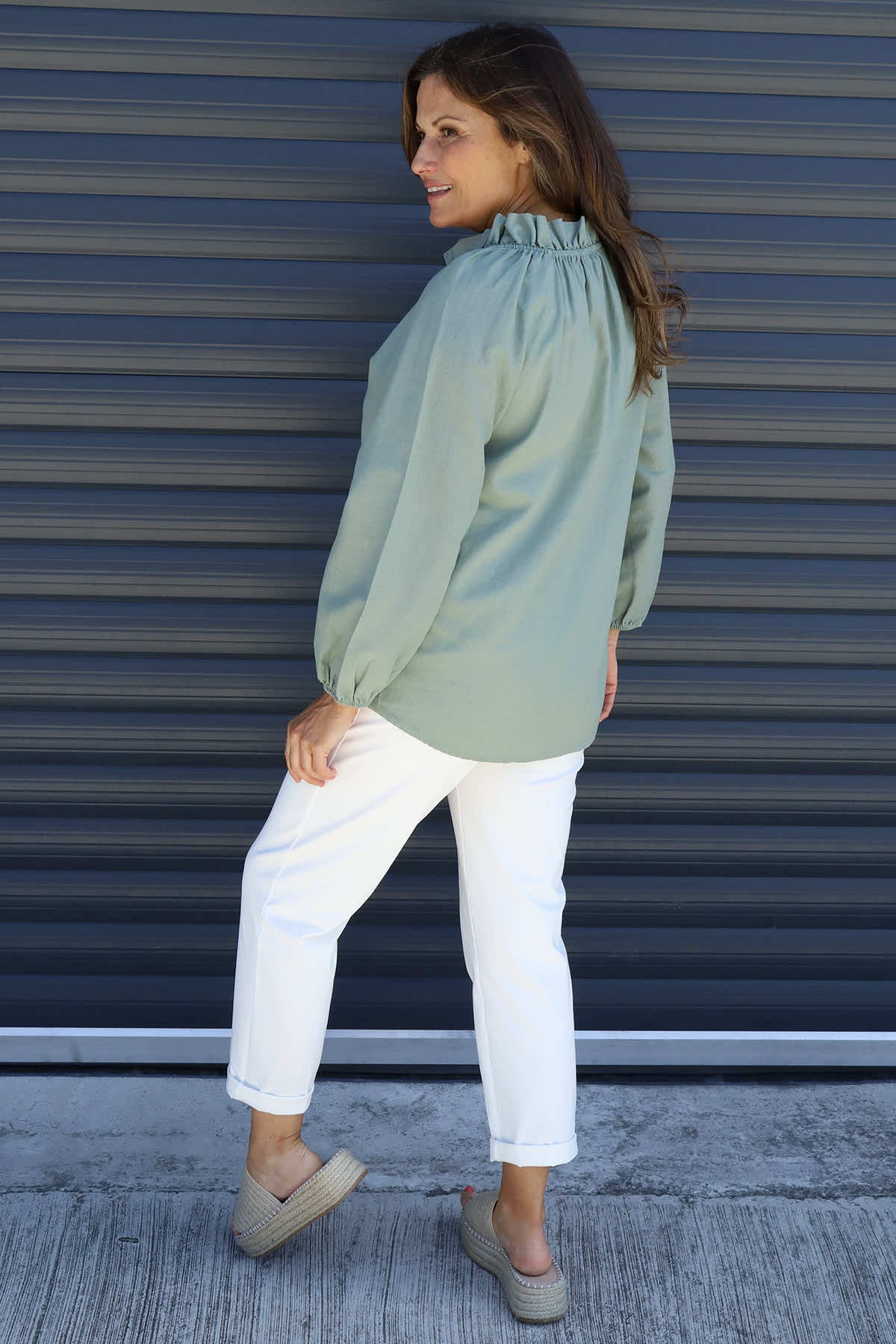 Charmaine Linen Top Khaki