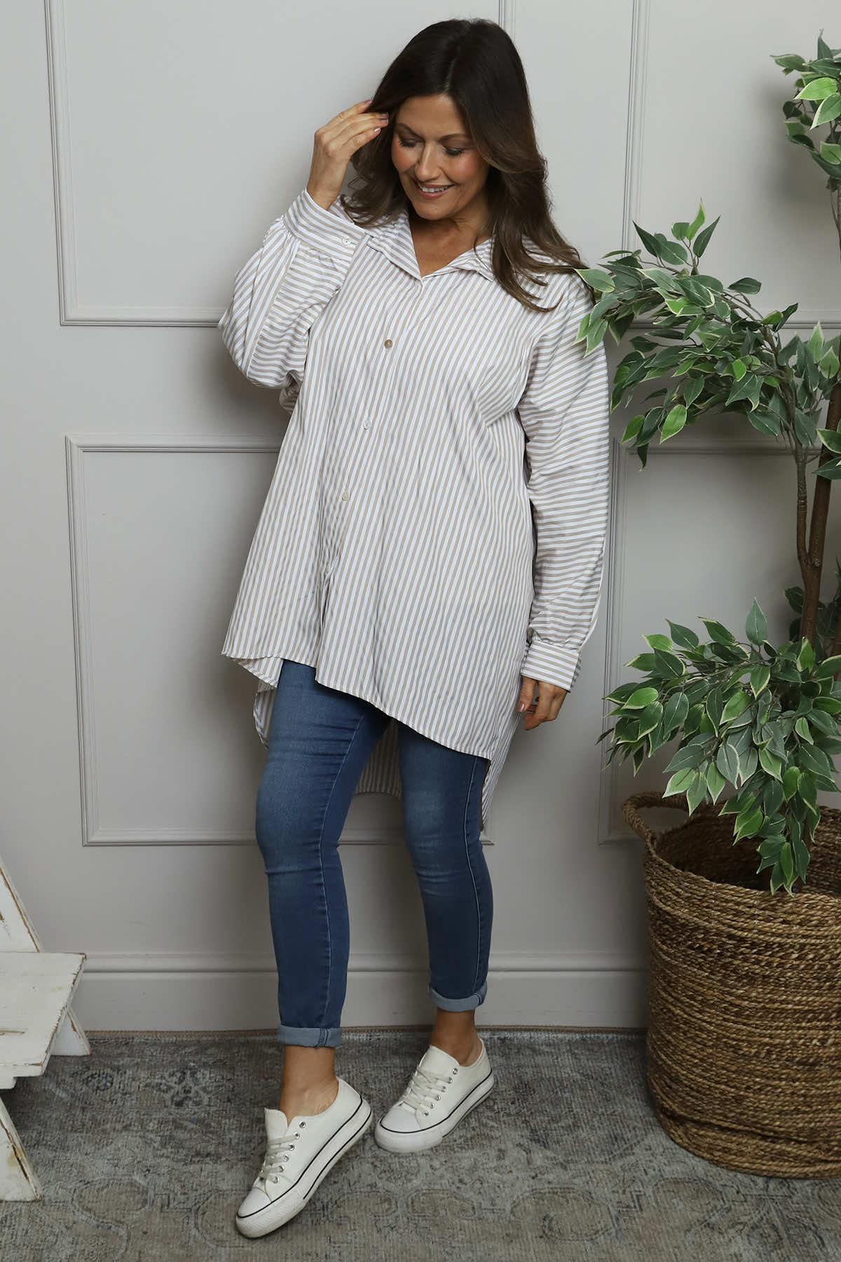 Christina Stripe Shirt Mocha