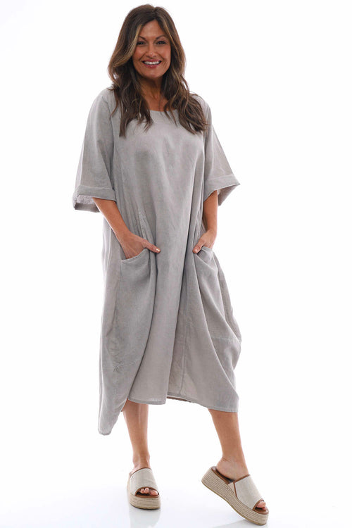 Roseanne Washed Linen Dress Mocha - Image 1