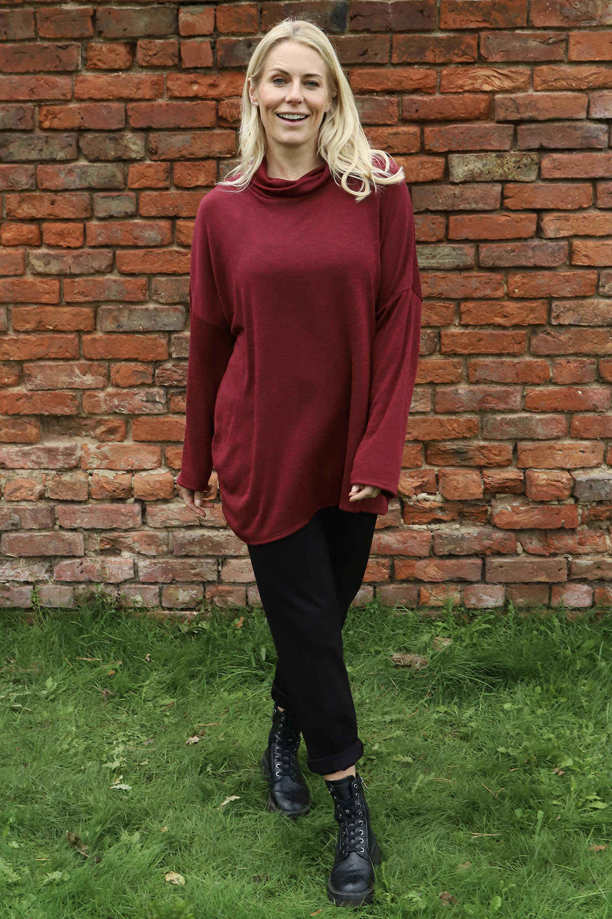 Tarka Cowl Neck Top Wine