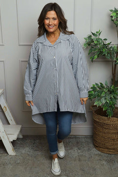 Christina Stripe Shirt Black