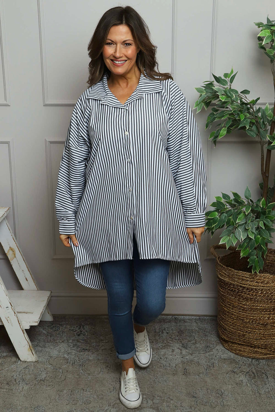 Christina Stripe Shirt Black