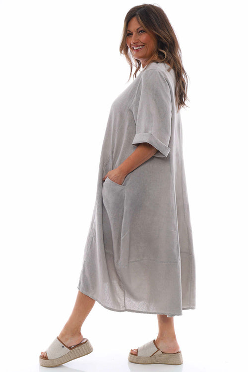 Roseanne Washed Linen Dress Mocha - Image 5