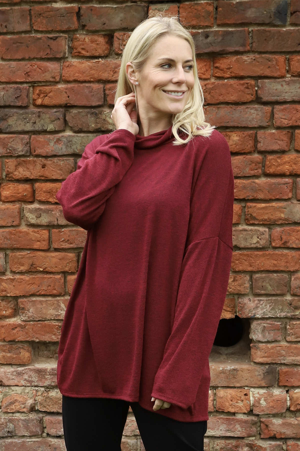 Tarka Cowl Neck Top Wine