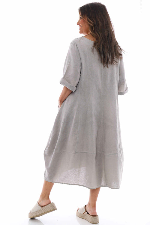 Roseanne Washed Linen Dress Mocha - Image 6