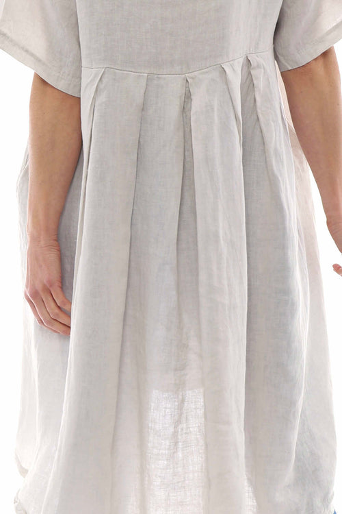 Padstow Button Linen Dress Stone - Image 7