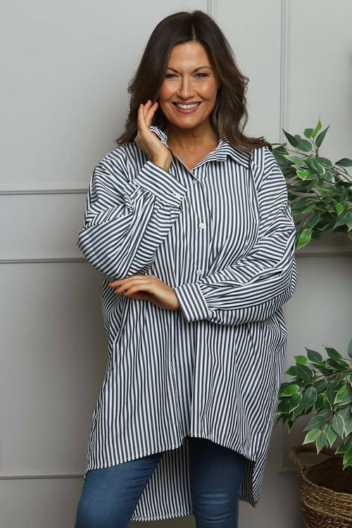 Christina Stripe Shirt Black - Image 3