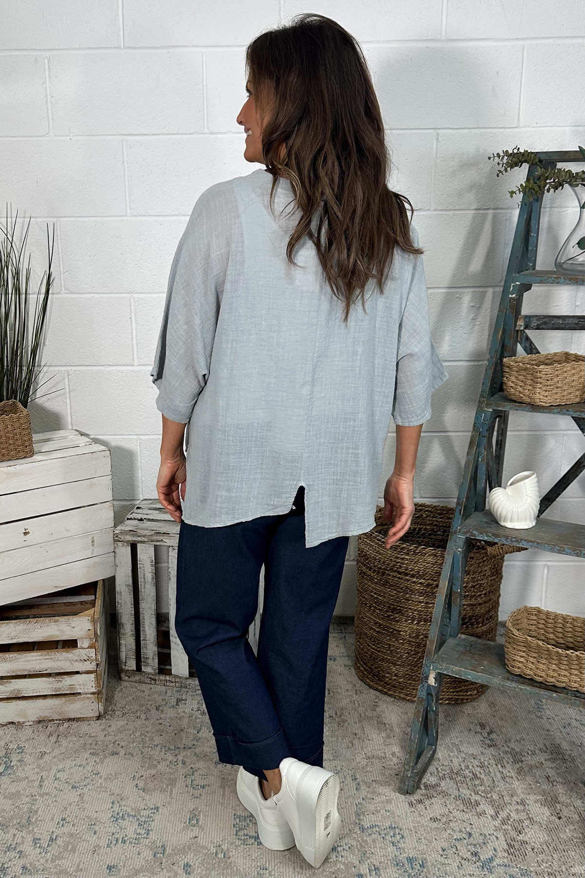 Isolde Linen Top Grey