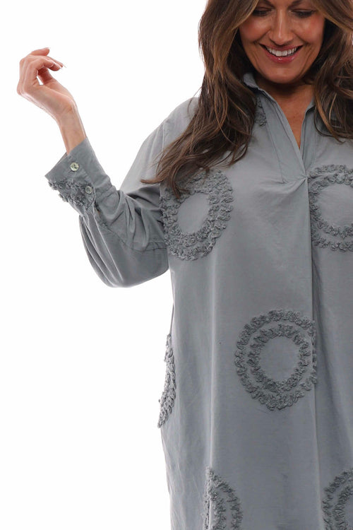 Selena Circle Cotton Tunic Mid Grey - Image 3