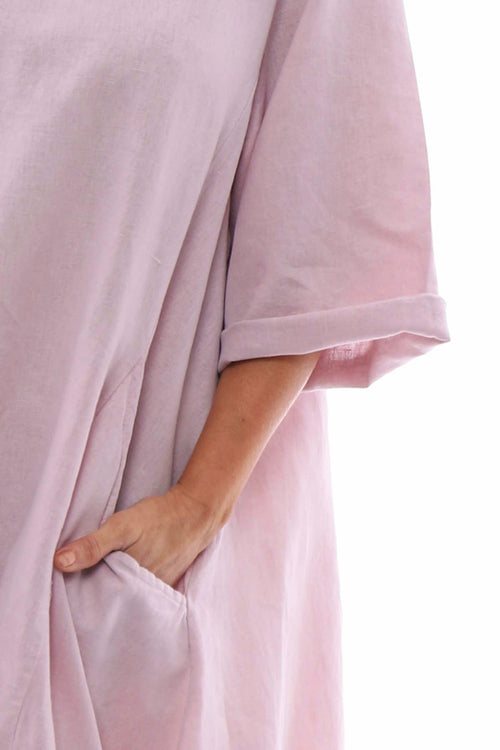 Roseanne Washed Linen Dress Pink - Image 4