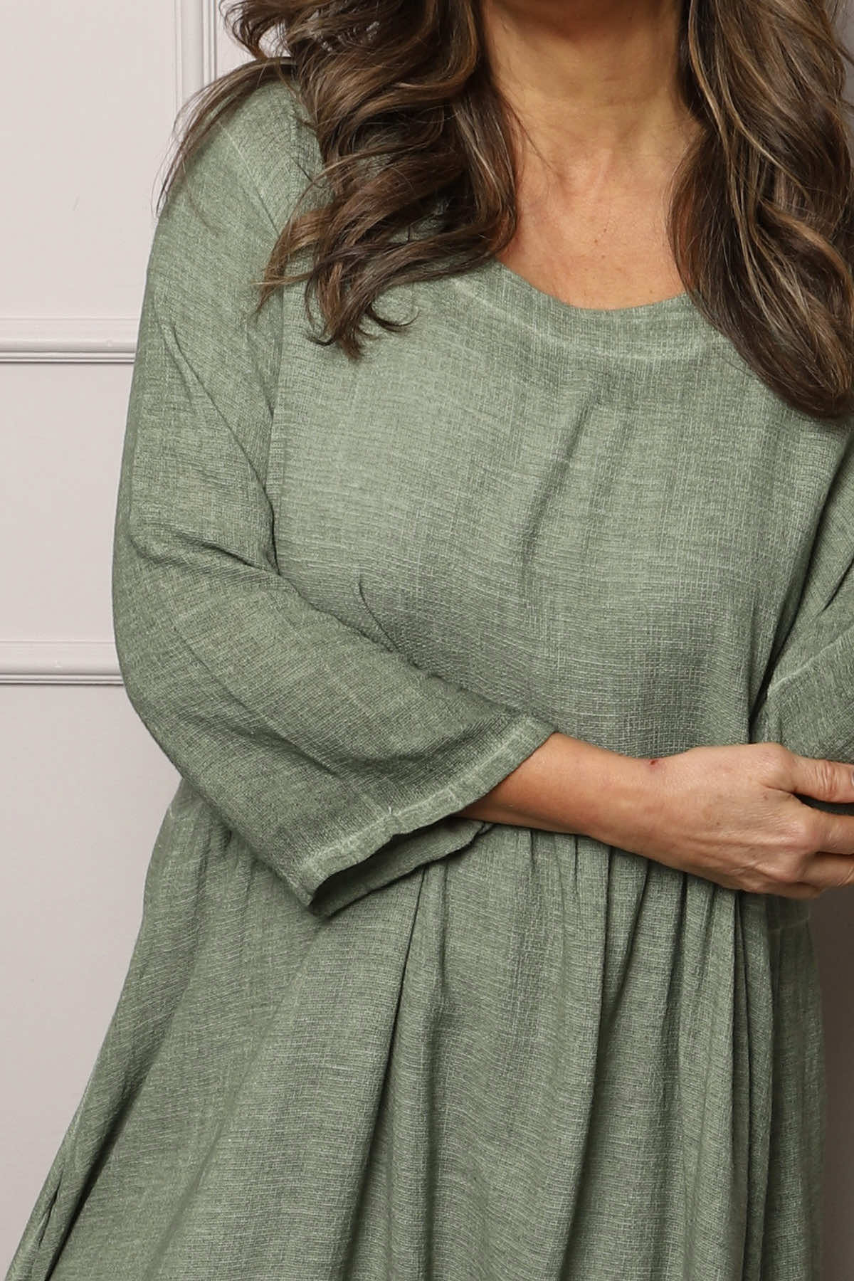 Linette Washed Linen Dress Khaki