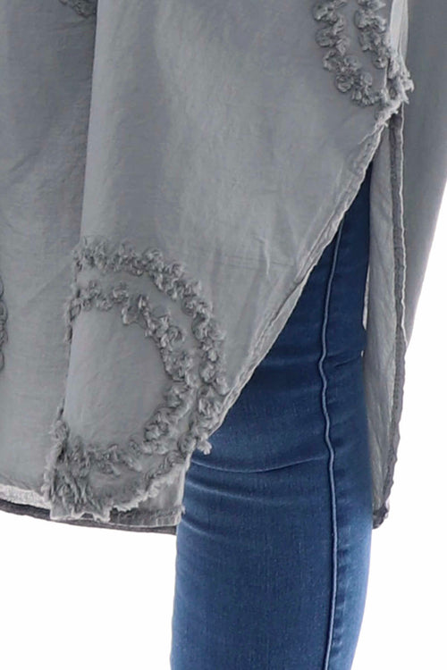 Selena Circle Cotton Tunic Mid Grey - Image 4