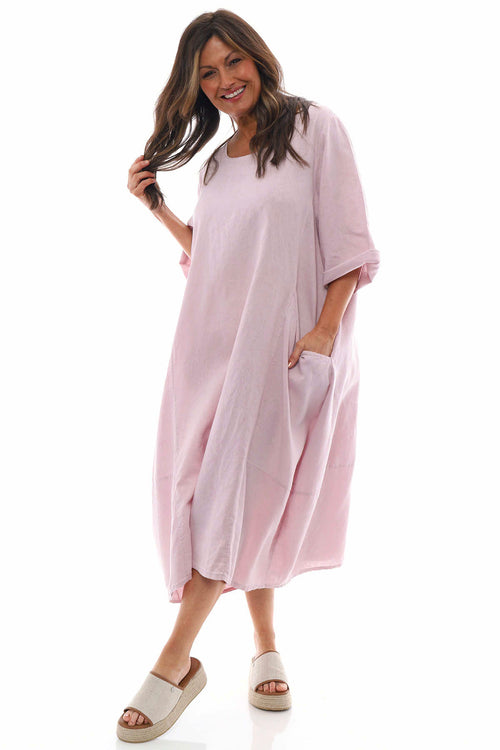 Roseanne Washed Linen Dress Pink - Image 1