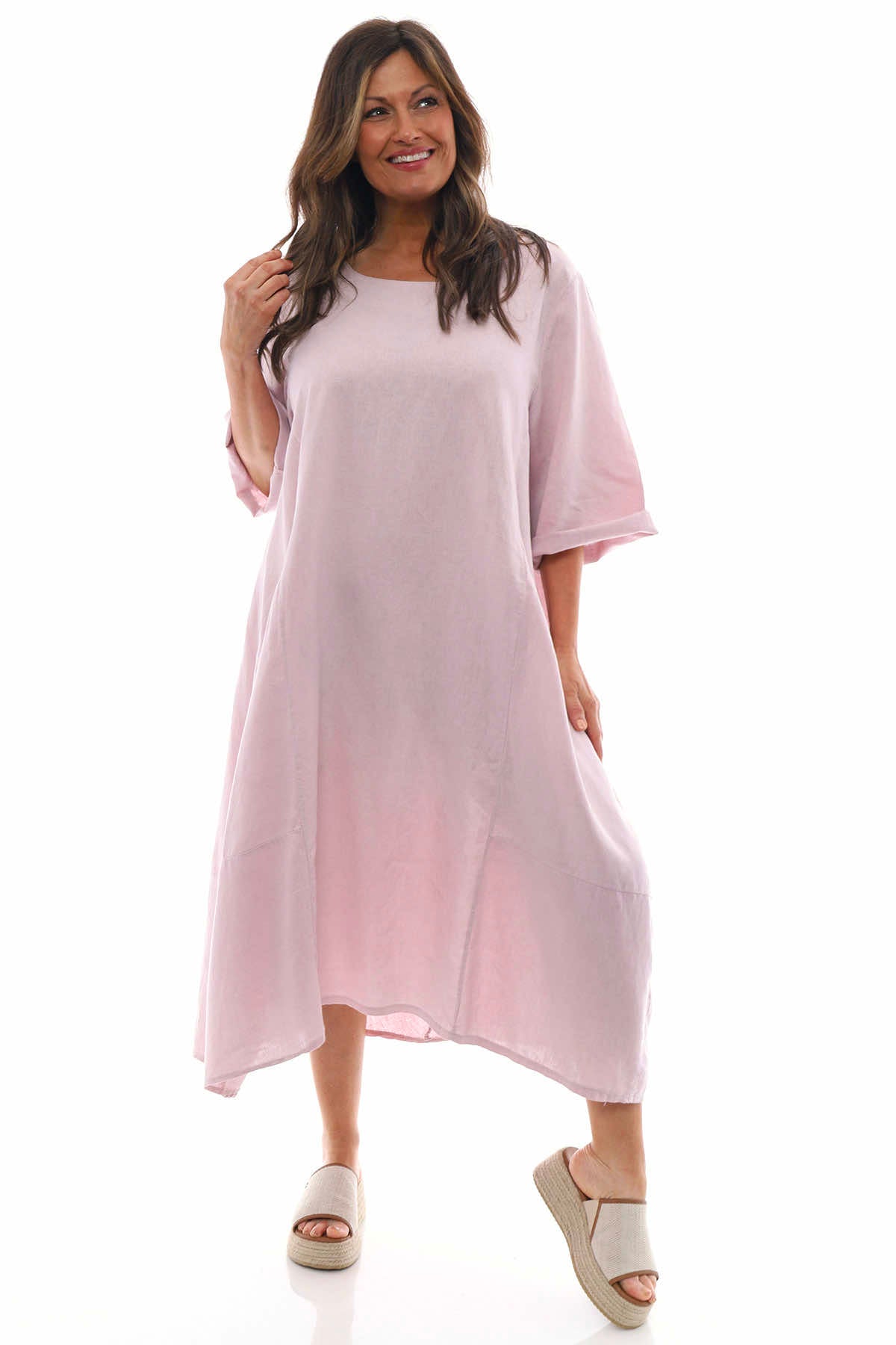 Roseanne Washed Linen Dress Pink