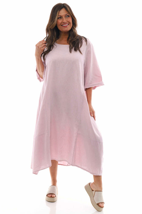 Roseanne Washed Linen Dress Pink - Image 3