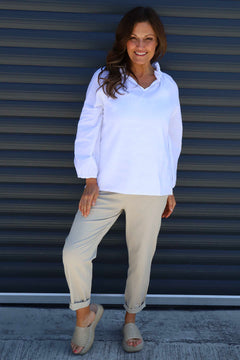 Charmaine Linen Top White