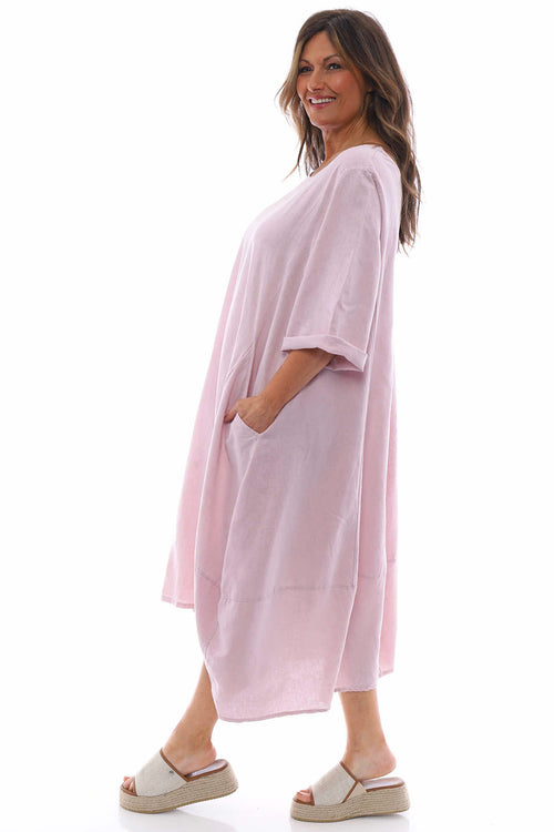 Roseanne Washed Linen Dress Pink - Image 5