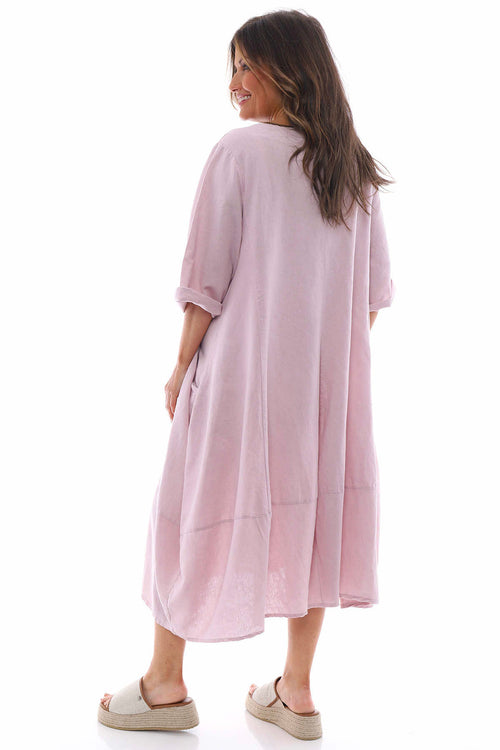 Roseanne Washed Linen Dress Pink - Image 6