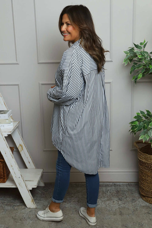 Christina Stripe Shirt Black - Image 4