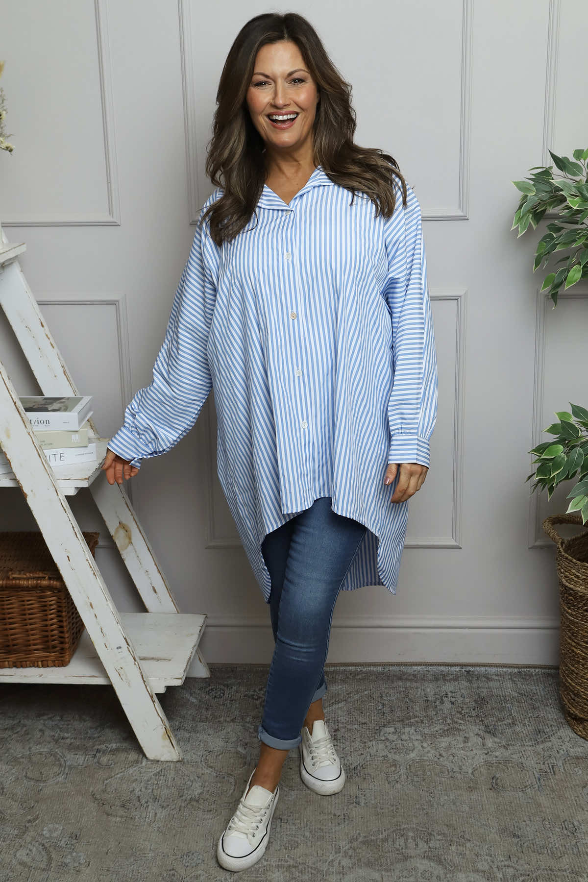 Christina Stripe Shirt Powder Blue