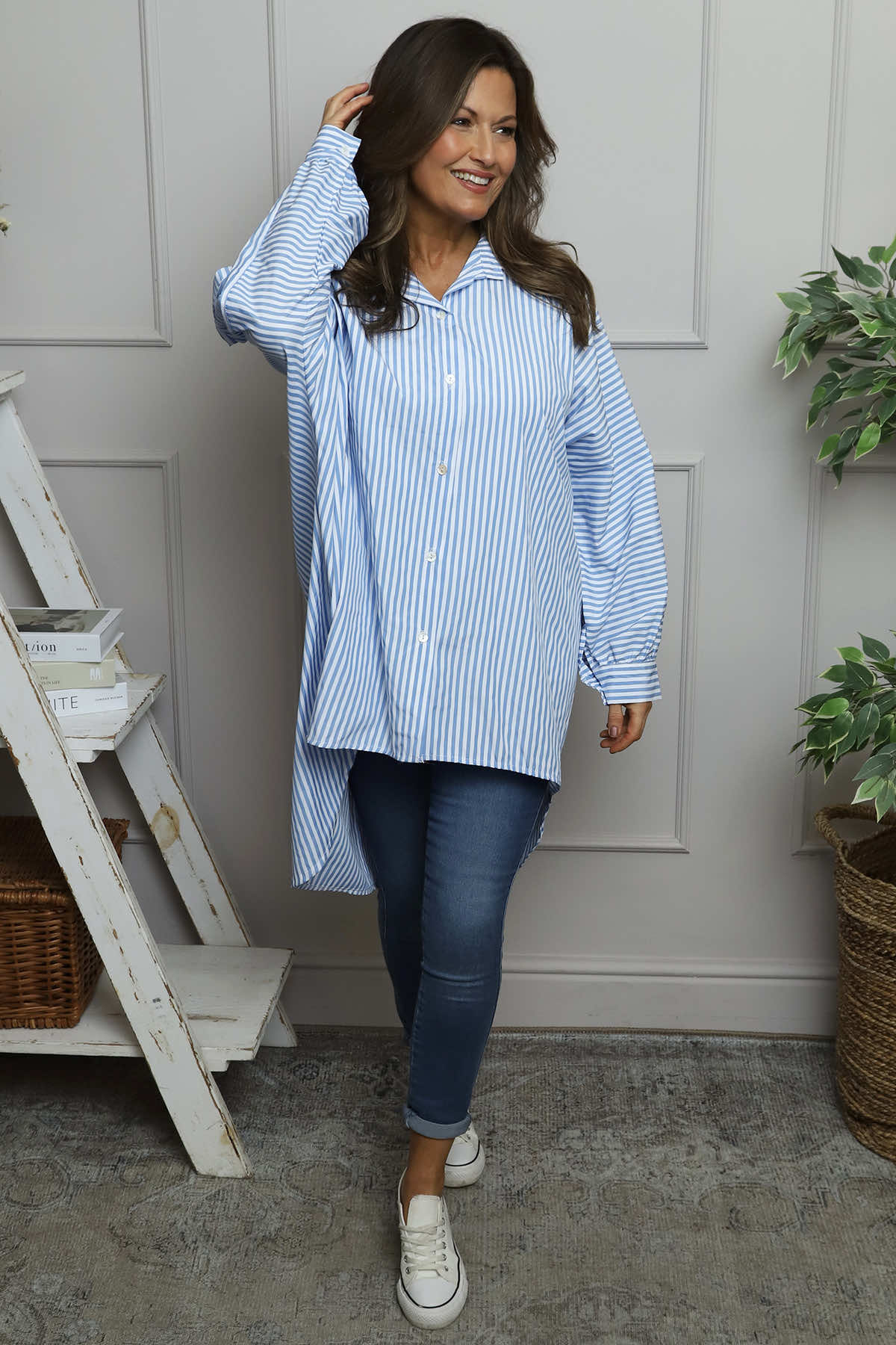 Christina Stripe Shirt Powder Blue