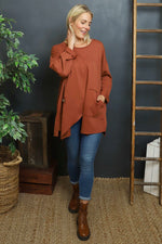 Kelilah Pocket Cotton Top Burnt Orange Burnt Orange - Kelilah Pocket Cotton Top Burnt Orange