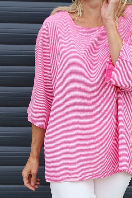 Caylen Stripe Cotton Top Fuchsia - Image 3