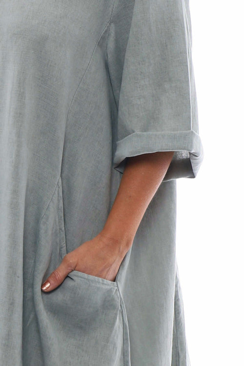 Roseanne Washed Linen Dress Khaki - Image 2