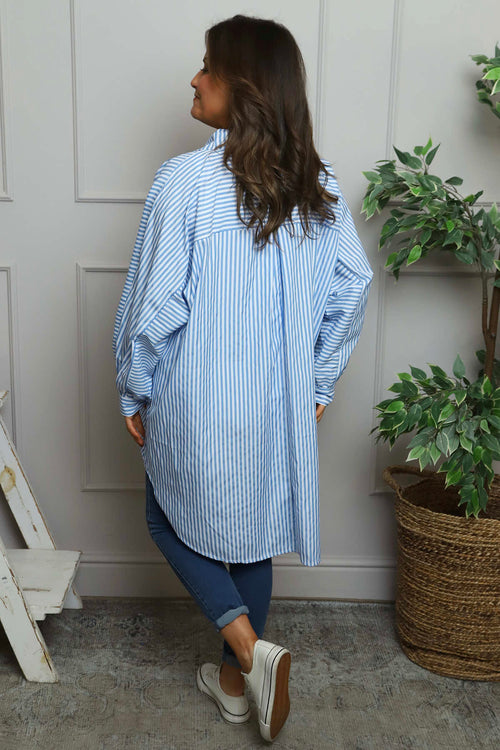Christina Stripe Shirt Powder Blue - Image 4