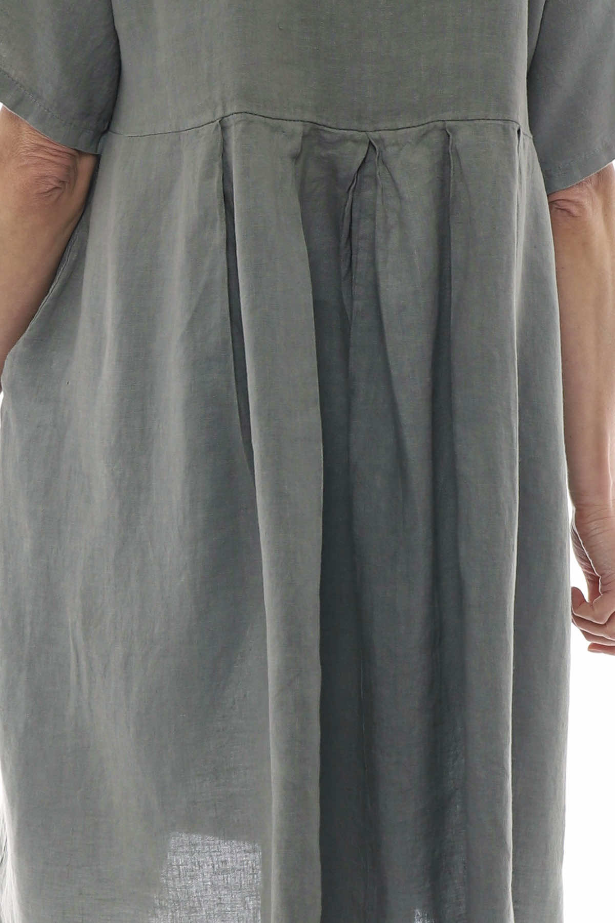 Padstow Button Linen Dress Khaki