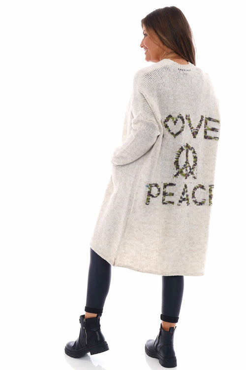 Love Peace Knitted Cardigan Khaki - Image 6