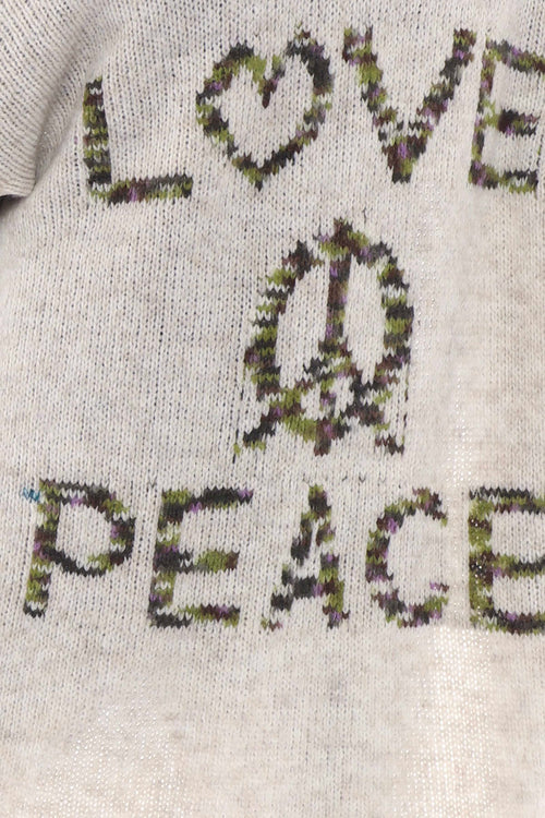 Love Peace Knitted Cardigan Khaki - Image 2