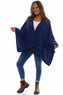 Henna Knitted Button Poncho Navy