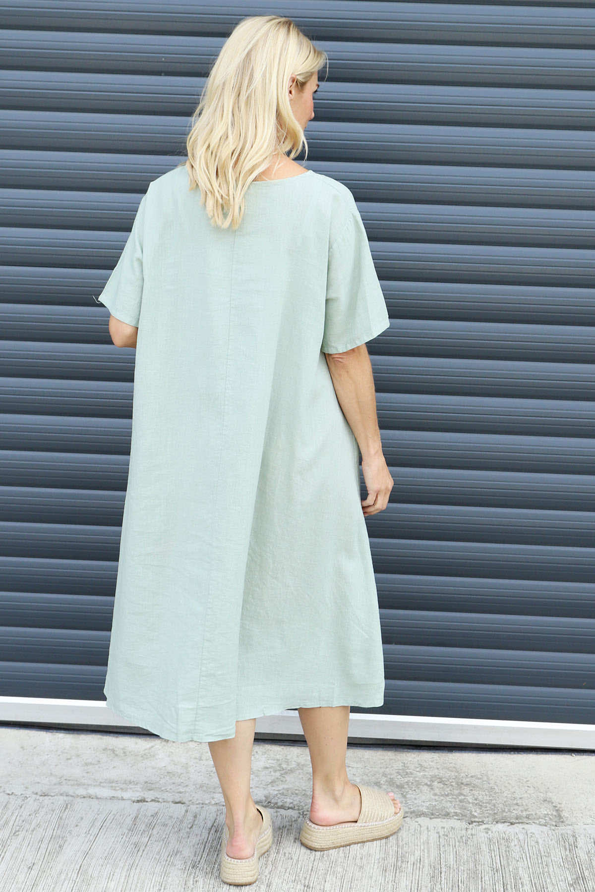 Solange Pocket Linen Dress Khaki